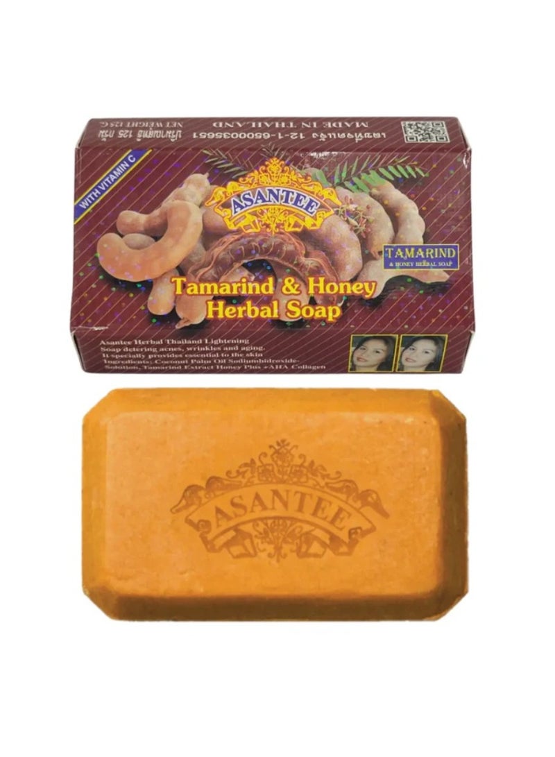 Asantee Tamarind & Honey Herbal Soap 125g for Brightening & Exfoliation, Deep Cleansing Anti-Acne Face & Body Soap for Smooth Glowing Skin - Image 1