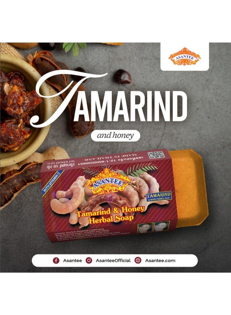 Asantee Tamarind & Honey Herbal Soap 125g for Brightening & Exfoliation, Deep Cleansing Anti-Acne Face & Body Soap for Smooth Glowing Skin - Image 2