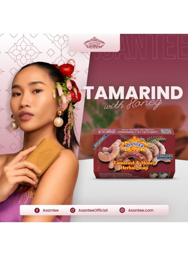 Asantee Tamarind & Honey Herbal Soap 125g for Brightening & Exfoliation, Deep Cleansing Anti-Acne Face & Body Soap for Smooth Glowing Skin - Image 3