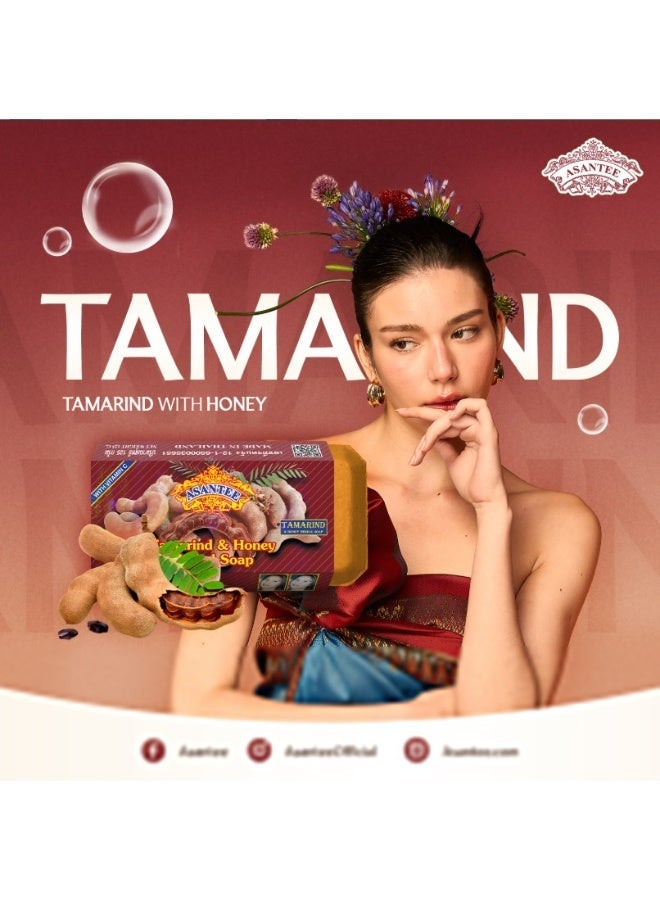 Asantee Tamarind & Honey Herbal Soap 125g for Brightening & Exfoliation, Deep Cleansing Anti-Acne Face & Body Soap for Smooth Glowing Skin - Image 4
