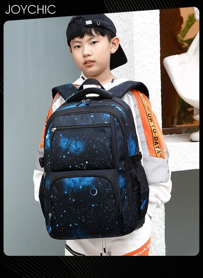 Joychic Casual Primary Junior  School Backpacks Durable Lightweight School Bag Breathable Daypack Set Space Starry Sky Knapsack with Lunch Bag - Image 2