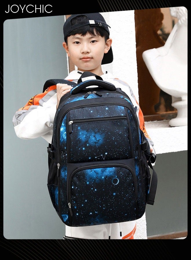 Joychic Casual Primary Junior  School Backpacks Durable Lightweight School Bag Breathable Daypack Set Space Starry Sky Knapsack with Lunch Bag - Image 3