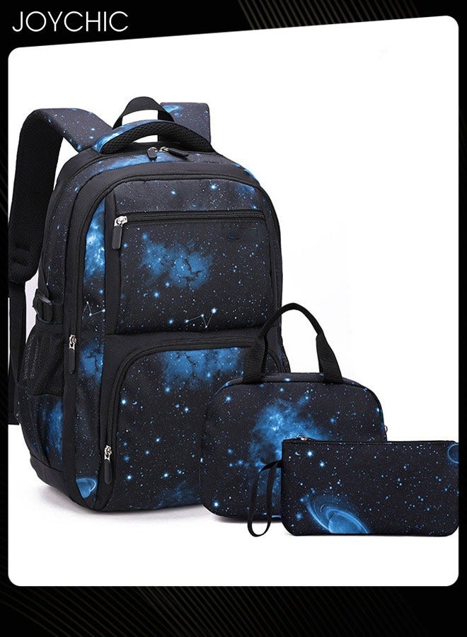 Joychic Casual Primary Junior  School Backpacks Durable Lightweight School Bag Breathable Daypack Set Space Starry Sky Knapsack with Lunch Bag - Image 4
