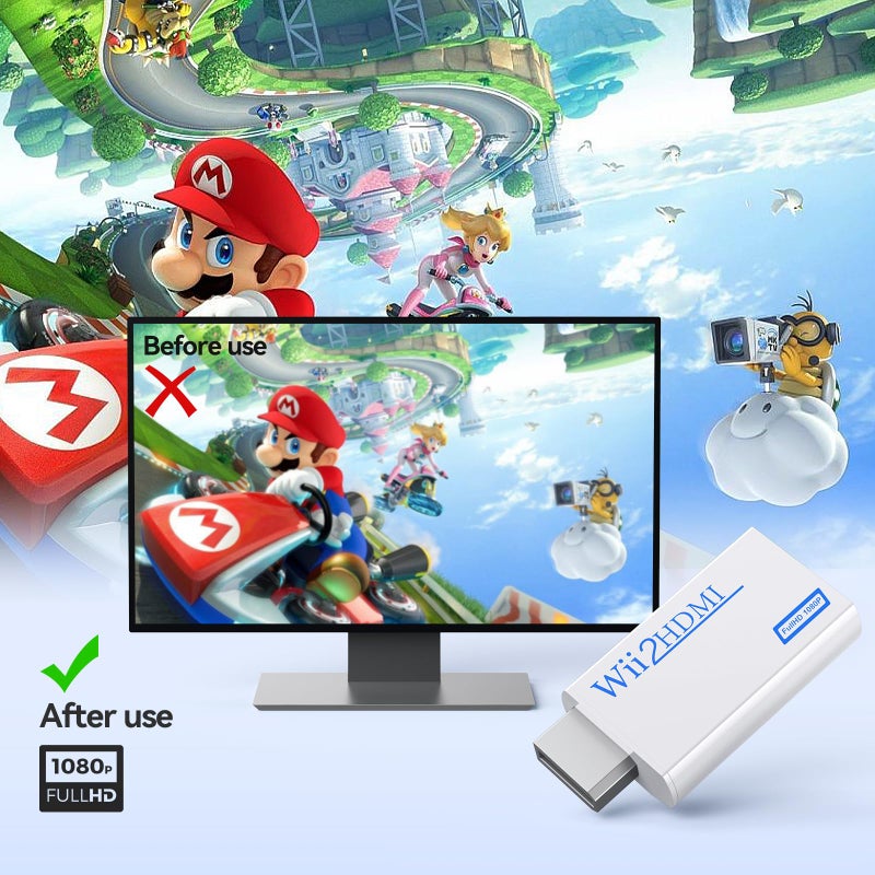 GANA Wii to hdmi Converter, wii to hdmi Adapter, 1080p 720p Connector Output Video & 3.5mm Audio - Supports All Wii Display Modes (wii to hdmi White) - Image 3