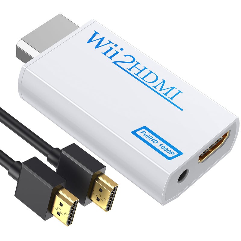GANA Wii to hdmi Converter, wii to hdmi Adapter, 1080p 720p Connector Output Video & 3.5mm Audio - Supports All Wii Display Modes (wii to hdmi White) - Image 1