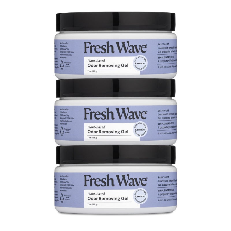 Fresh Wave Lavender Odor Removing Gel, 7 oz., Pack of 3 - Safer Odor Absorbers for Home, Natural Plant-Based Odor Eliminator, Every 7 oz. lasts 15-30 Days, For Cooking, Trash & Pets - Image 1