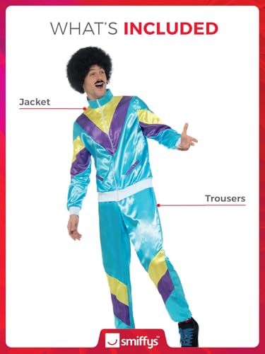 Smiffys mens 80s Height of Fashion Shell Suit Adult Sized Costume, Blue, L - US Size 42-44 - Image 2