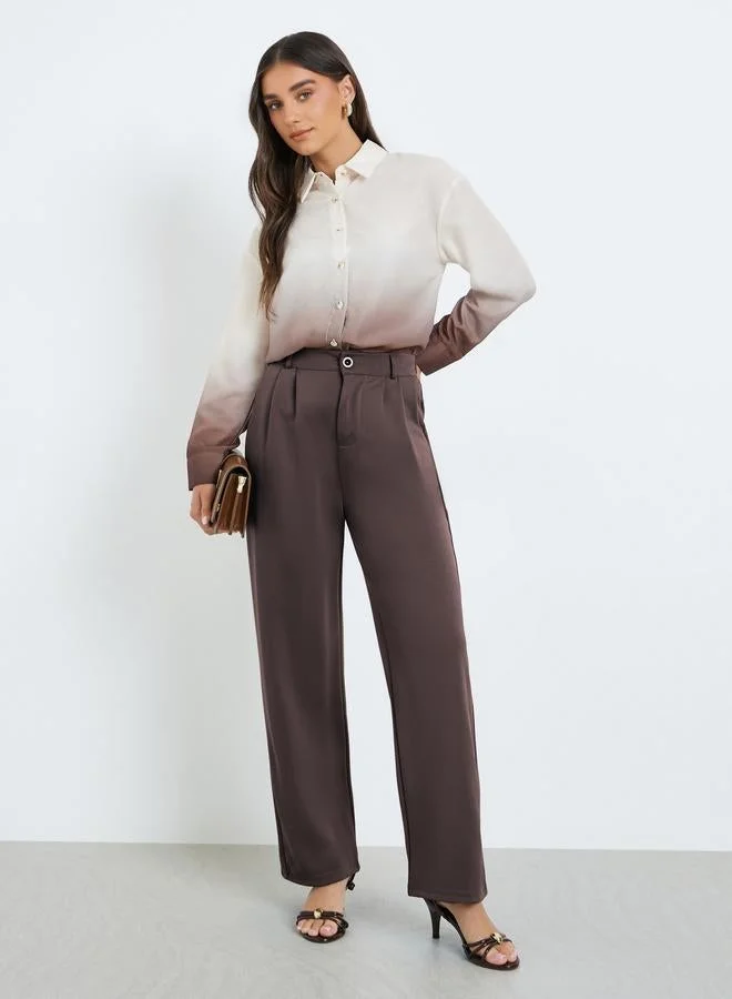 Styli Women Printed Ombre Ombre Button-Down Shirt