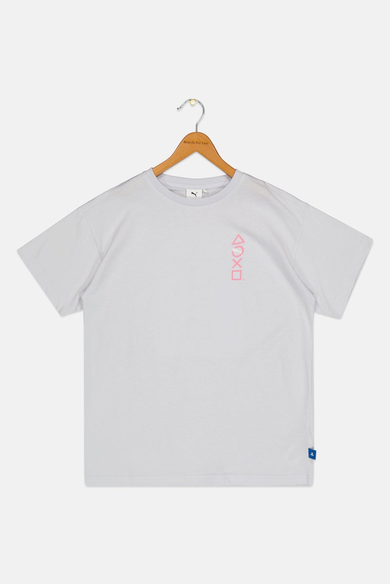 PUMA قميص رياضي للأطفال الأولاد بأكمام قصيرة مناسب، أزرق فاتح - Image 2