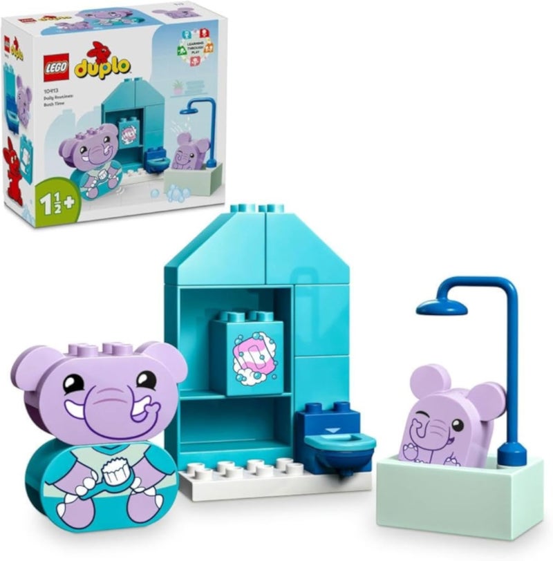 LEGO DUPLO My First Daily Routines: Bath Time Playset, Toddler Learning Toys for Girls & Boys 18 Months Plus, with 2 Elephant Toy Animal Figures, Helps Preschool Kids Role-Play Potty Training 10413