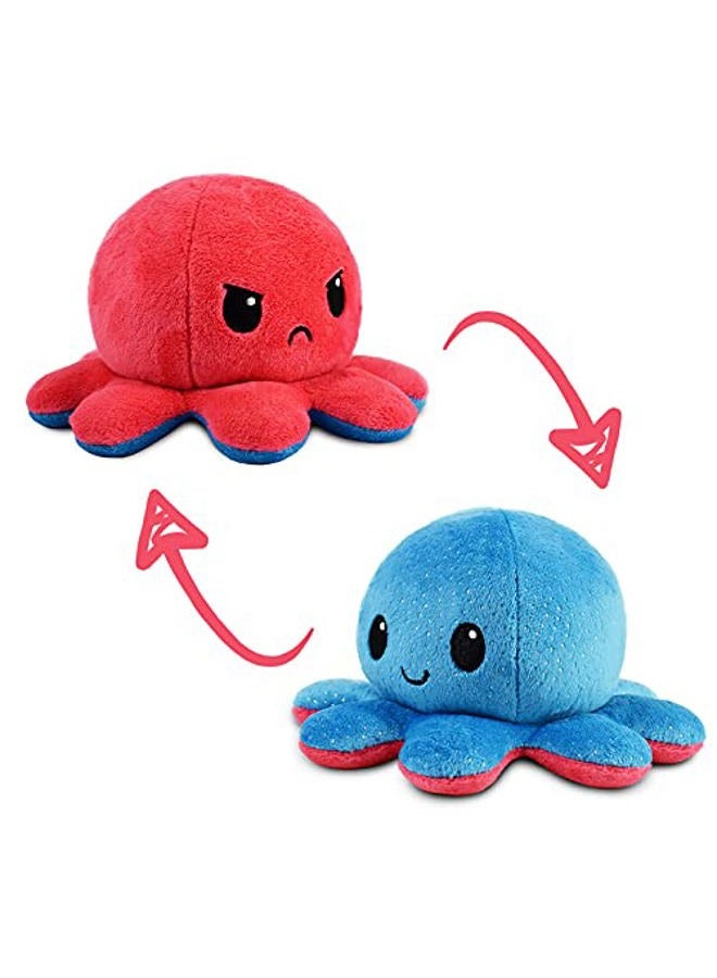 The Original Reversible Octopus Plushie - Blue + Red - Cute Sensory Fidget Stuffed Animals That Show Your Mood