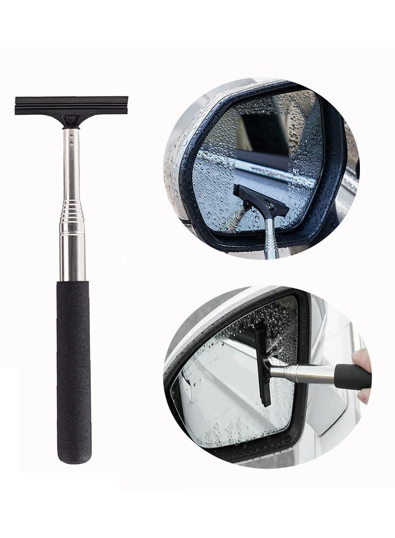 Car Rearview Mirror Wiper Telescopic Automatic Scraper Cleaner 98cm Long Handle Car Cleaning Tool Glass Spray Cleaner Black - Image 2