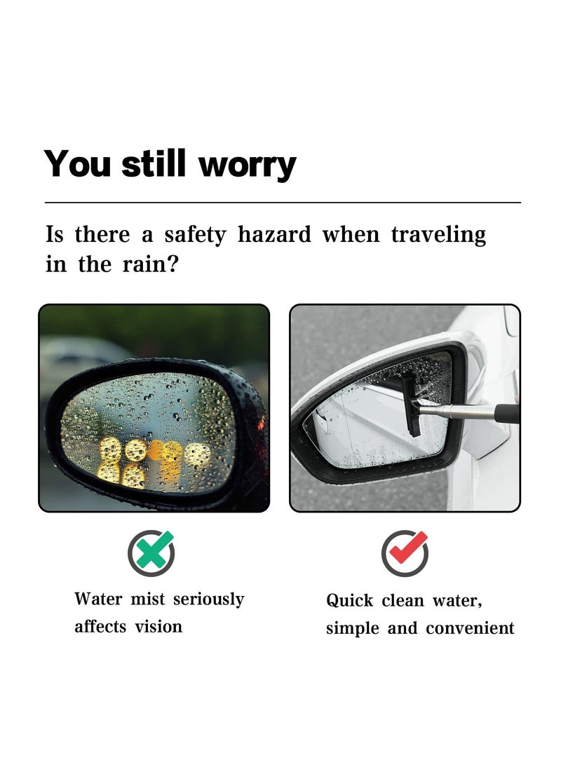 Car Rearview Mirror Wiper Telescopic Automatic Scraper Cleaner 98cm Long Handle Car Cleaning Tool Glass Spray Cleaner Black - Image 4