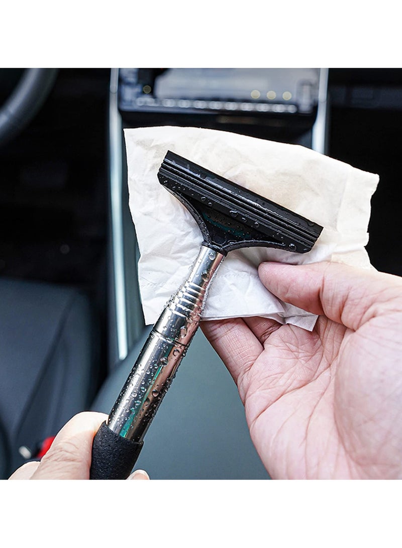 Car Rearview Mirror Wiper Telescopic Automatic Scraper Cleaner 98cm Long Handle Car Cleaning Tool Glass Spray Cleaner Black - Image 3