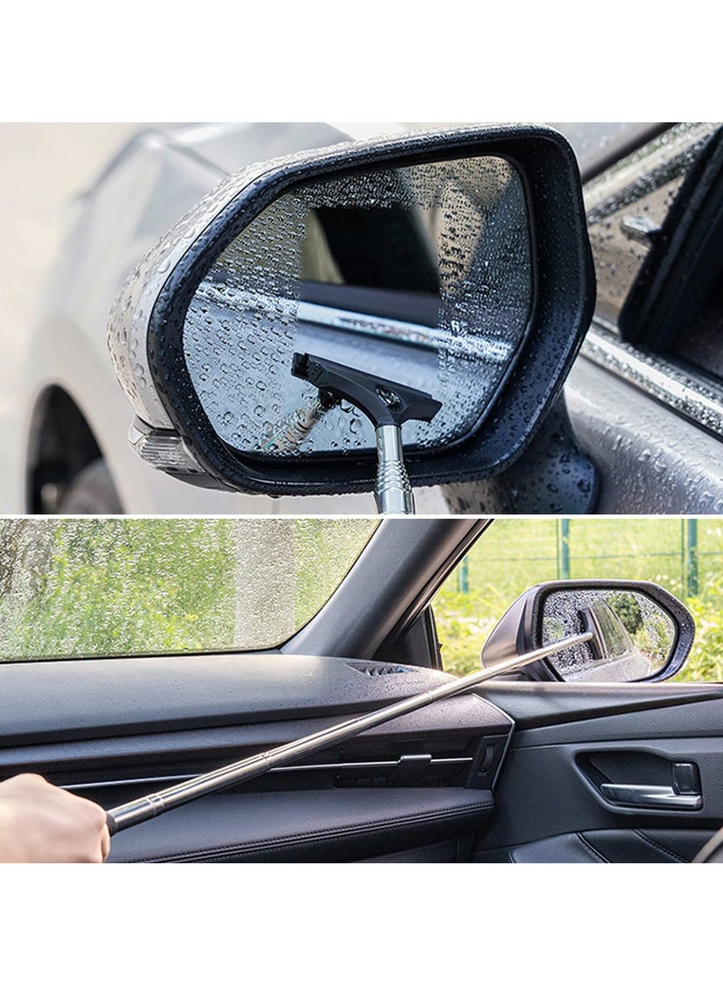 Car Rearview Mirror Wiper Telescopic Automatic Scraper Cleaner 98cm Long Handle Car Cleaning Tool Glass Spray Cleaner Black - Image 1