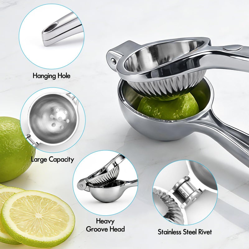 COKORA Lemon Squeezer Manual, Large Handheld Metal Lemon Juicer Squeezer Dishwasher Safe, Heavy Duty Lemon Press Squeezer is Suitable for Lemon, Lime, and Citrus,Easy to Use and Clean - Silver - Image 3
