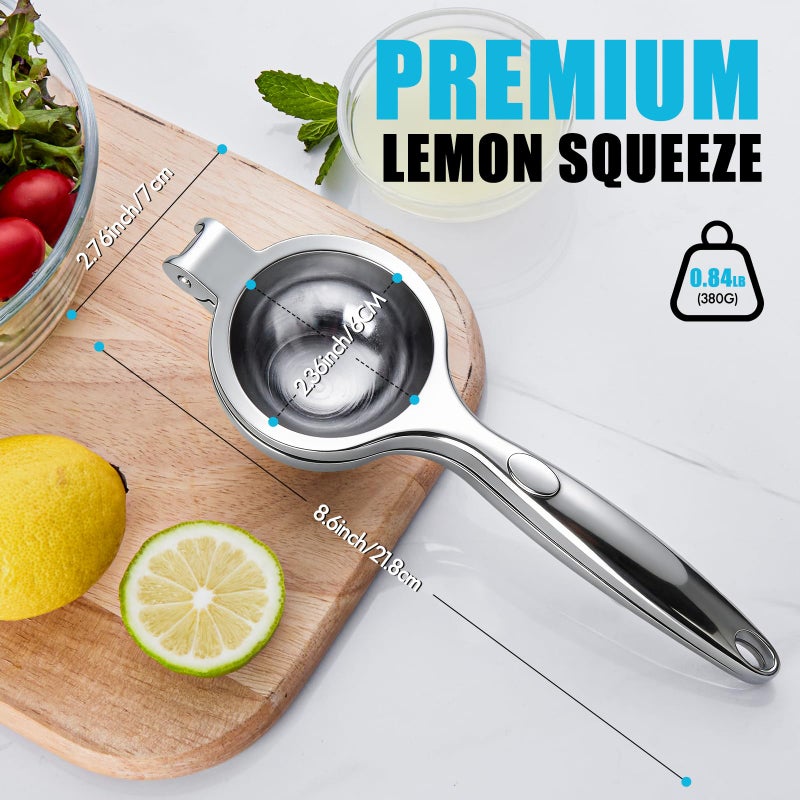 COKORA Lemon Squeezer Manual, Large Handheld Metal Lemon Juicer Squeezer Dishwasher Safe, Heavy Duty Lemon Press Squeezer is Suitable for Lemon, Lime, and Citrus,Easy to Use and Clean - Silver - Image 2