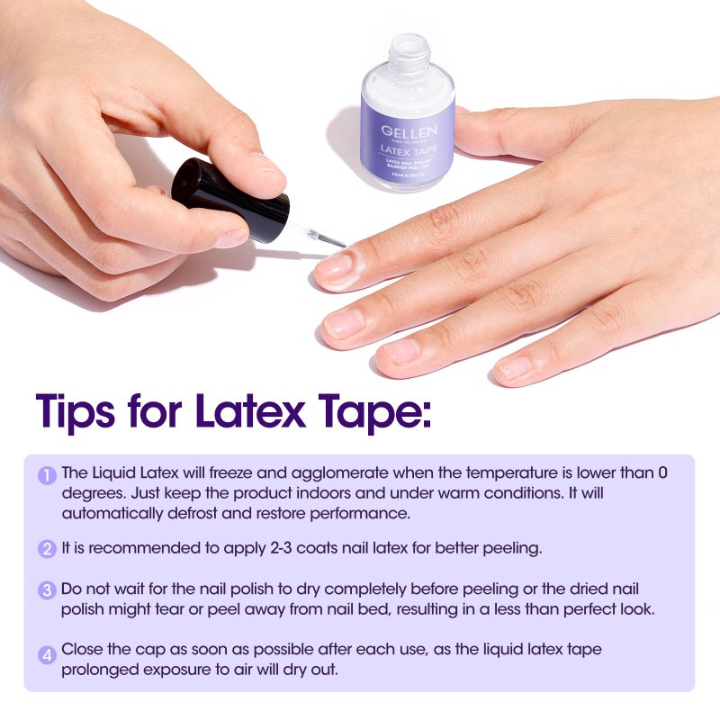 Gellen Gel Polish Remover Kit - Gel Nail Polish Remover with Latex Tape Peel Off Liquid and Manicure Tools, Quick & Easy Gel Polish Remover in 2-5 minutes, No Damage to Nails - Image 5