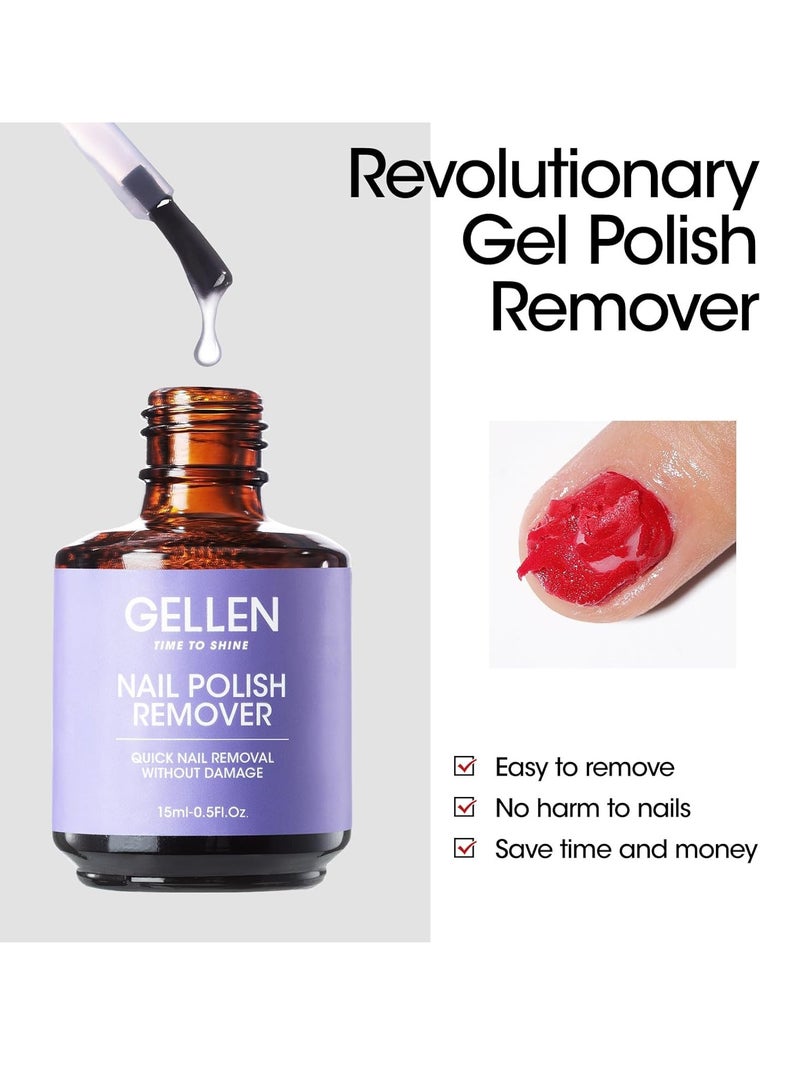 Gellen Gellen Gel Polish Remover Kit - Gel Nail Polish Remover with Latex Tape Peel Off Liquid and Manicure Tools, Quick & Easy Gel Polish Remover in 2-5 minutes, No Damage to Nails  - Image 5