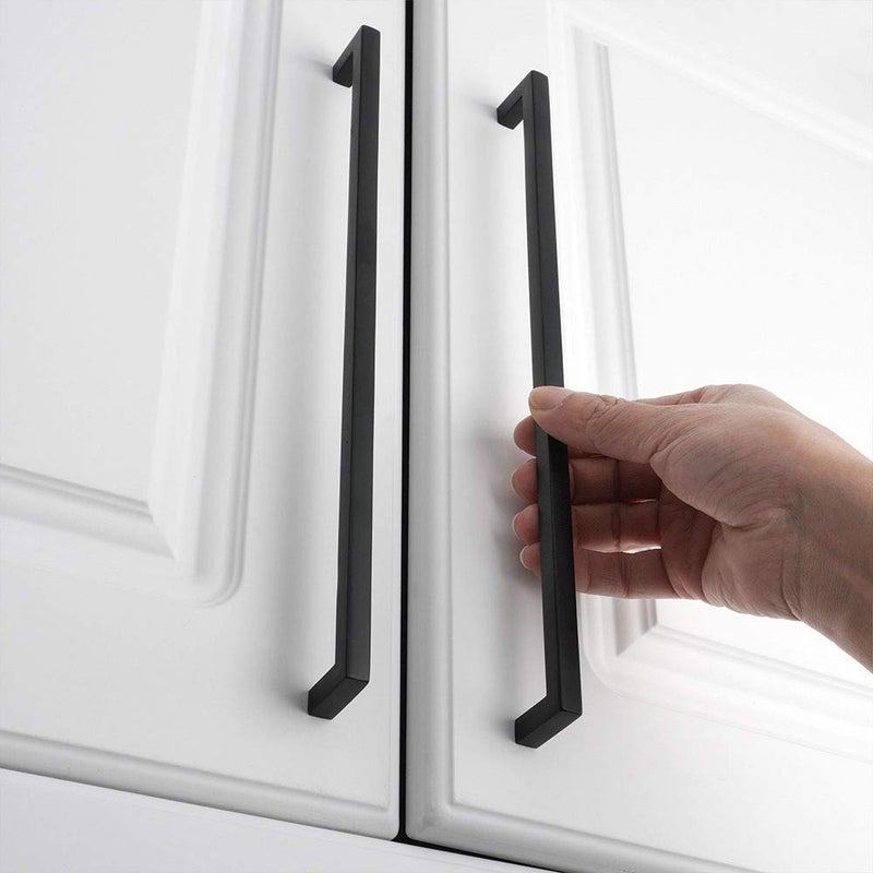 Koofizo Solid Square Bar Cabinet Handle - Black Furniture Pull, 10 Inch/256Mm Screwhole Distance, 1-Piece For Kitchen Cupboard Door, Bedroom Dresser Drawer, Bathroom Wardrobe Hardware - Image 3