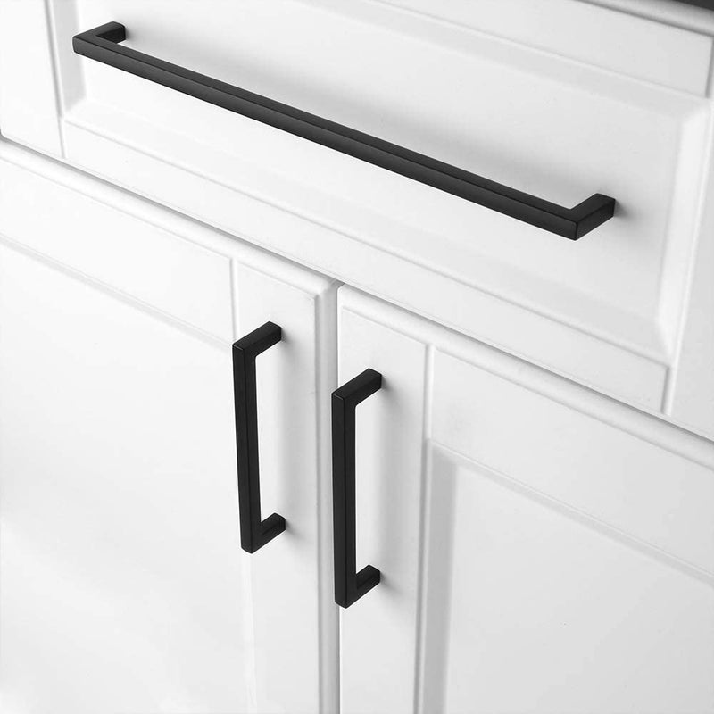 Koofizo Solid Square Bar Cabinet Handle - Black Furniture Pull, 10 Inch/256Mm Screwhole Distance, 1-Piece For Kitchen Cupboard Door, Bedroom Dresser Drawer, Bathroom Wardrobe Hardware - Image 4
