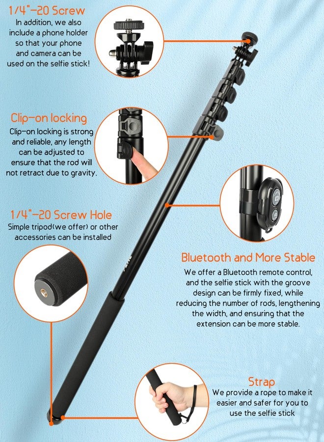 BMZX 118" Long Selfie Stick for 360 Cameras GoPro,9.8ft with Wireless Remote, Selfie Stick for iPhone, Android, Fit for Insta360 X5, X4, GoPro,DJI Action 5 Pro Osmo Pocket 3(29 to 118") - Image 3