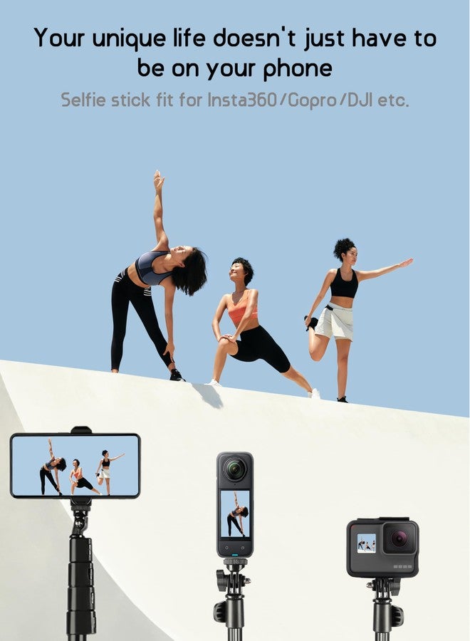 BMZX 118" Long Selfie Stick for 360 Cameras GoPro,9.8ft with Wireless Remote, Selfie Stick for iPhone, Android, Fit for Insta360 X5, X4, GoPro,DJI Action 5 Pro Osmo Pocket 3(29 to 118") - Image 2
