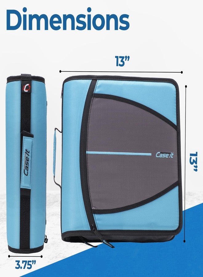 Case it Mighty Zip Tab Zipper Binder, 3" O-Ring with 5-Color tabbes, Expanding File Folder and Shoulder Strap and Handle, D-146-TEAL - Image 2