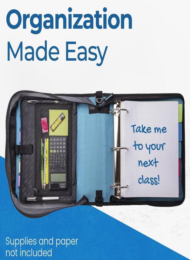 Case it Mighty Zip Tab Zipper Binder, 3" O-Ring with 5-Color tabbes, Expanding File Folder and Shoulder Strap and Handle, D-146-TEAL - Image 4