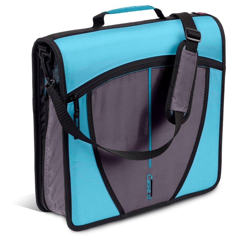 Case it Mighty Zip Tab Zipper Binder, 3" O-Ring with 5-Color tabbes, Expanding File Folder and Shoulder Strap and Handle, D-146-TEAL - Image 1