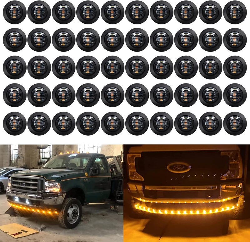 KEING 50X 3/4" Inch Smoked Lens Amber LED Trailer Marker Lights - Image 1