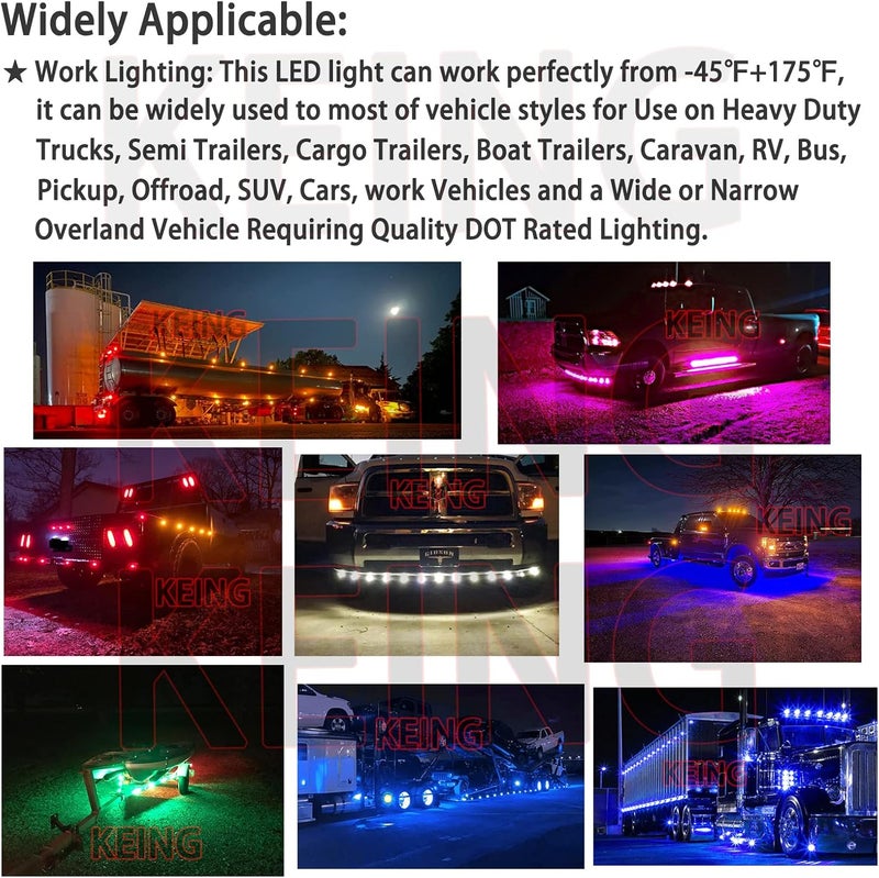 KEING 50X 3/4" Inch Smoked Lens Amber LED Trailer Marker Lights - Image 5