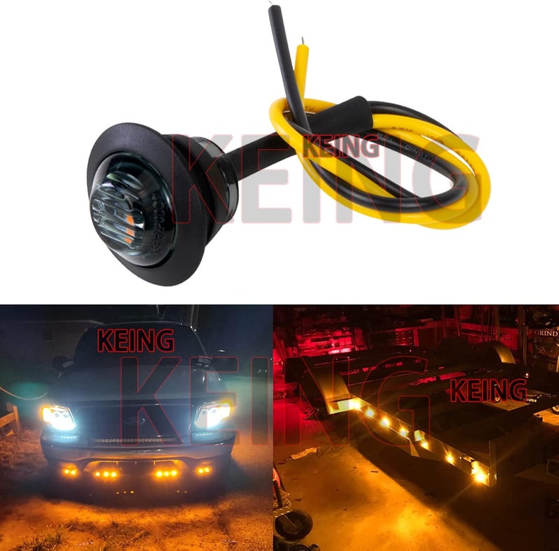 KEING 50X 3/4" Inch Smoked Lens Amber LED Trailer Marker Lights - Image 4