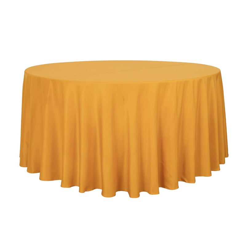 sancua Round Tablecloth  120 Inch  Water Resistant Spill Proof Washable Polyester Table Cloth Decorative Fabric Table Cover for Dining Tables Buffet Parties and Camping Gold