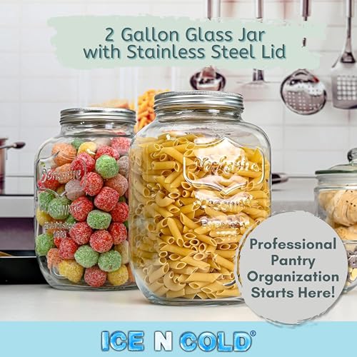 ICE N COLD Large Glass Jar - Clear Wide Mouth Container for Storage, Kitchen, Pantry, and Laundry (2-Gallon | 8-Liter) - Image 5