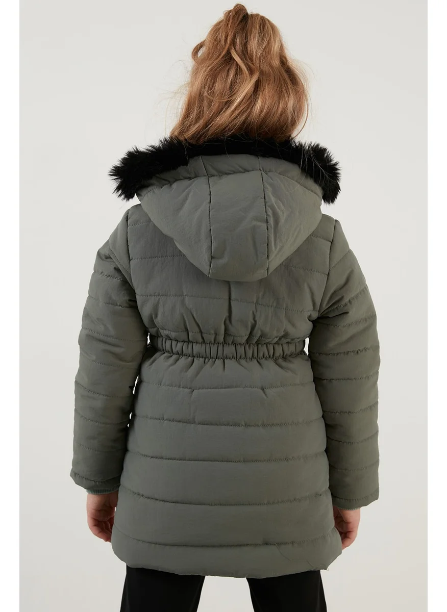 Lela Faux Fur Collar Plush Lined Hooded Coat with Pockets Girl's Coat 6035030