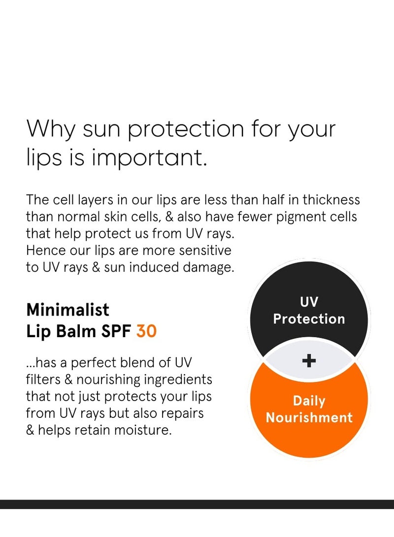 منيماليست مرطب شفاه بسيط بعامل حماية من الشمس ٣٠ مع السيراميد وحمض الهيالورونيك | حماية وتغذية للشفاه | للنساء والرجال | ٨ غرام، أبيض مائل للصفرة - Image 3