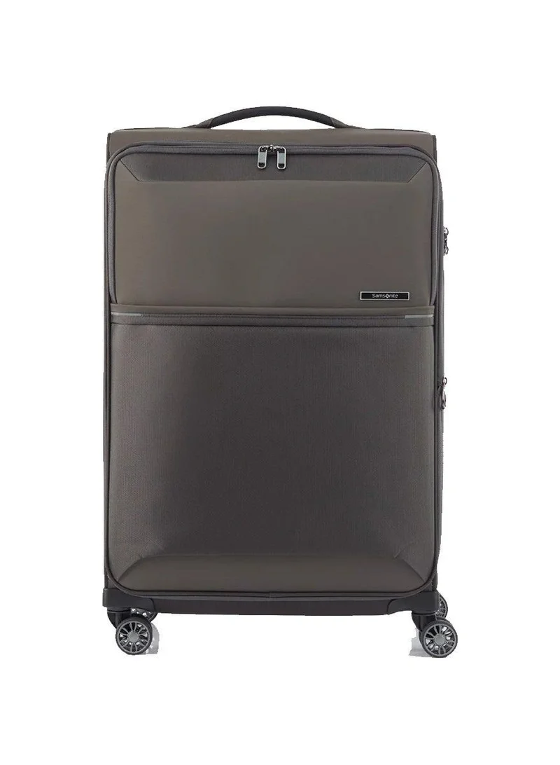 Samsonite 71 73h suitcase check-in size 71 cm / 26 inch, 4 spinner wheels, 100% nylon, platin grey|soft top|front pocket compartment|tsa combination lock|expandable - 10 years international warranty  | Best Price UAE