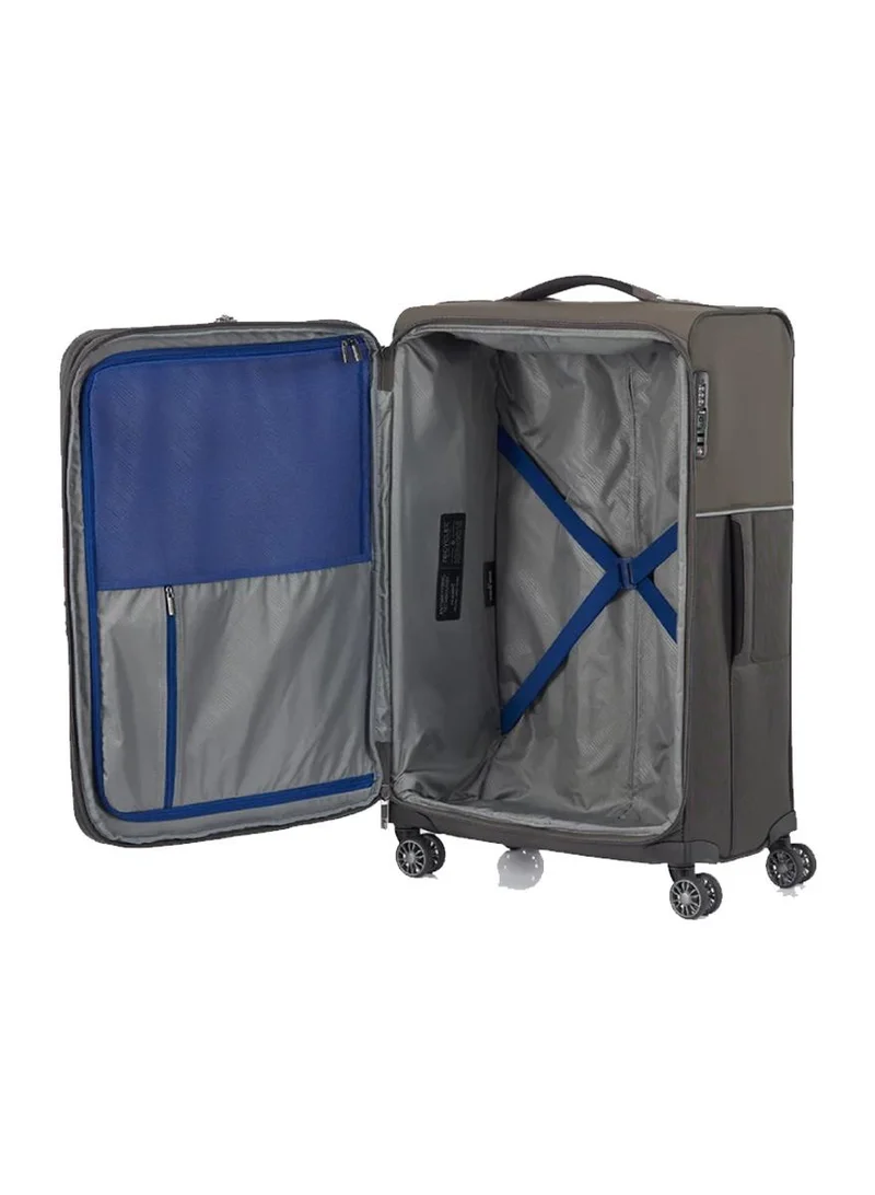 Samsonite 71 73h suitcase check-in size 71 cm / 26 inch, 4 spinner wheels, 100% nylon, platin grey|soft top|front pocket compartment|tsa combination lock|expandable - 10 years international warranty  | Best Price UAE