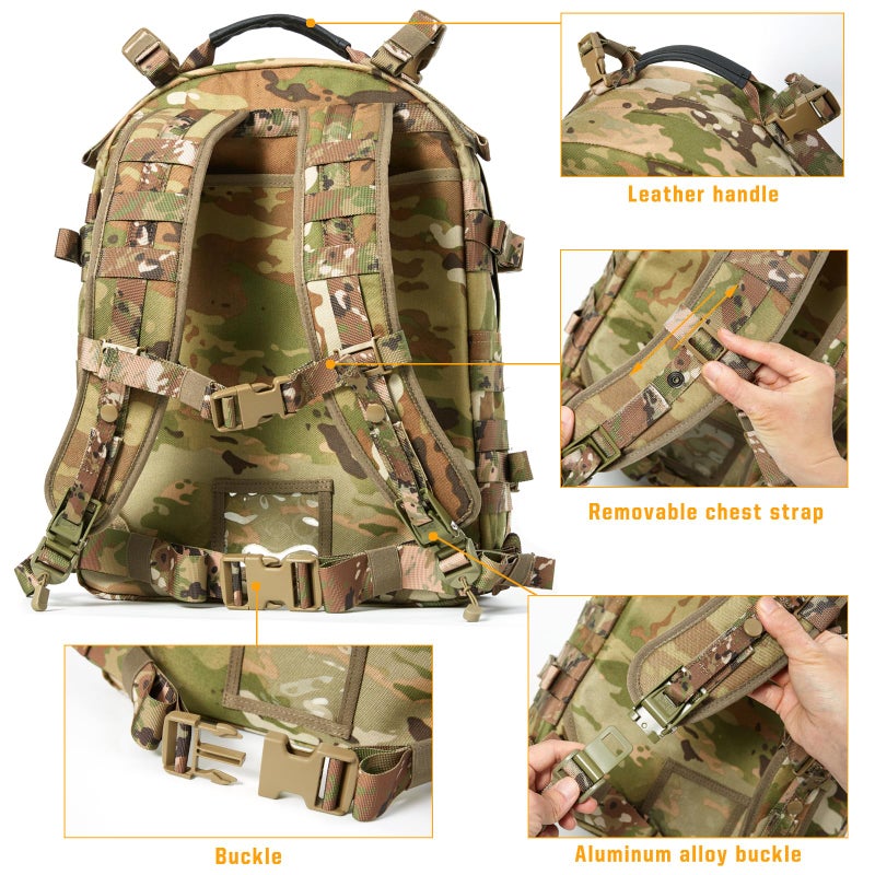 MT Military Army MOLLE 2 Tactical Assault Backpack, Rifleman 3 Day Pack, Medium Rucksack (OCP) - Image 3