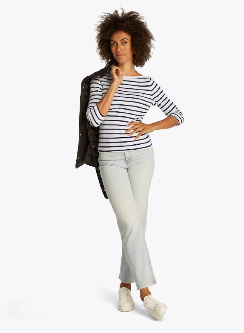 TOMMY HILFIGER Boat Neck Three-Quarter Sleeve T-Shirt