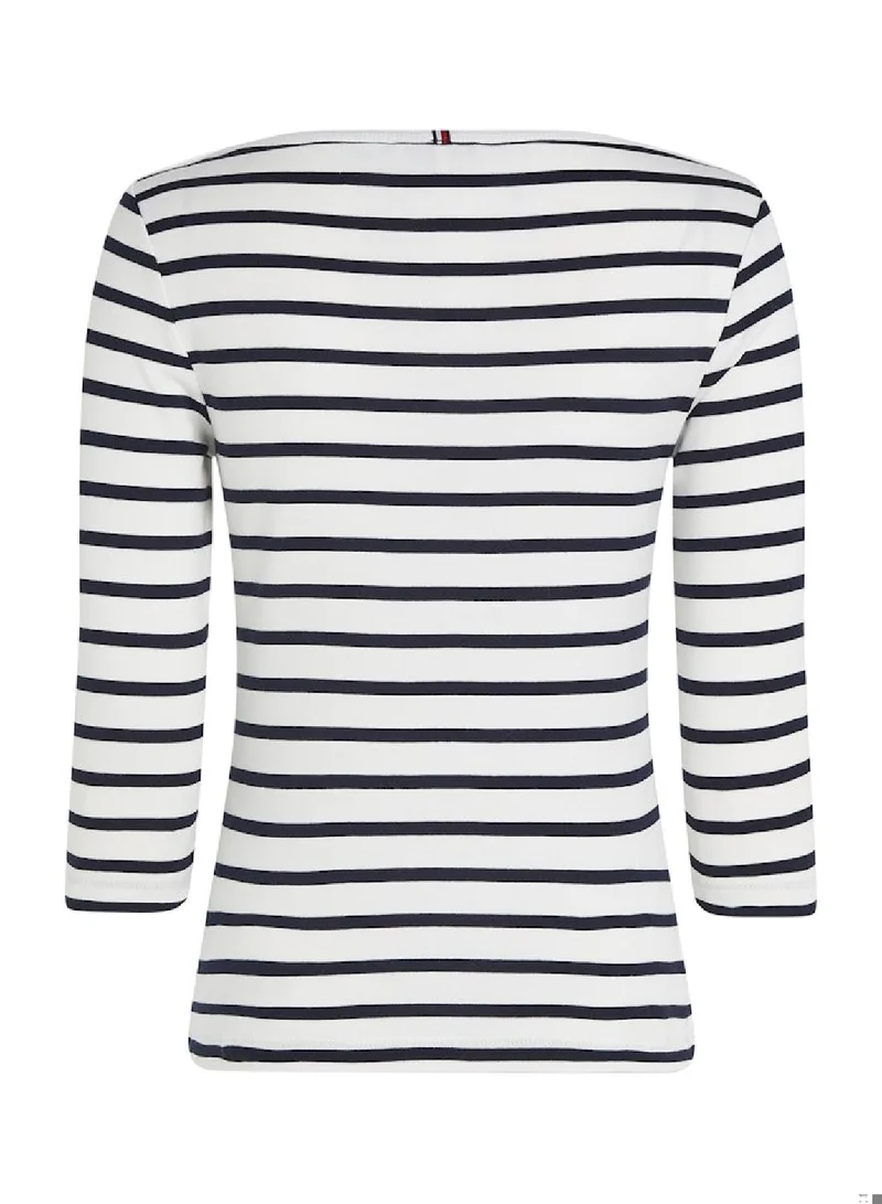 TOMMY HILFIGER Boat Neck Three-Quarter Sleeve T-Shirt