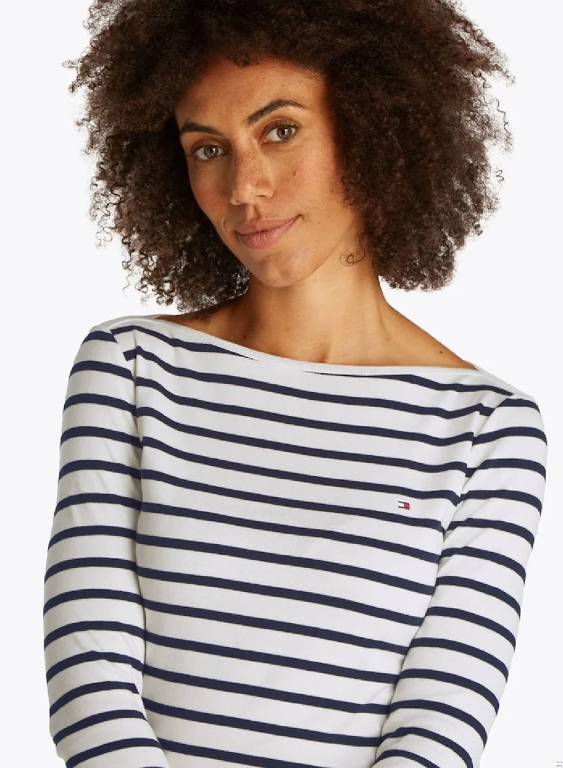 TOMMY HILFIGER Boat Neck Three-Quarter Sleeve T-Shirt