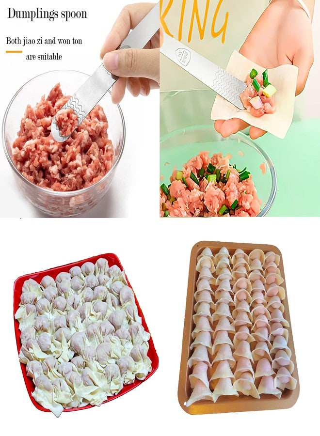 Auhsgch 2 PCS Wonton Maker Stainless Steel Wonton Wrappers Tool, Dumpling Maker Press, Empanada Maker Press, Steamed Buns Making Tools, Suitable for Stuffing, Dumplings, Stuffing Burritos, Ravioli, Gyoza - Image 2