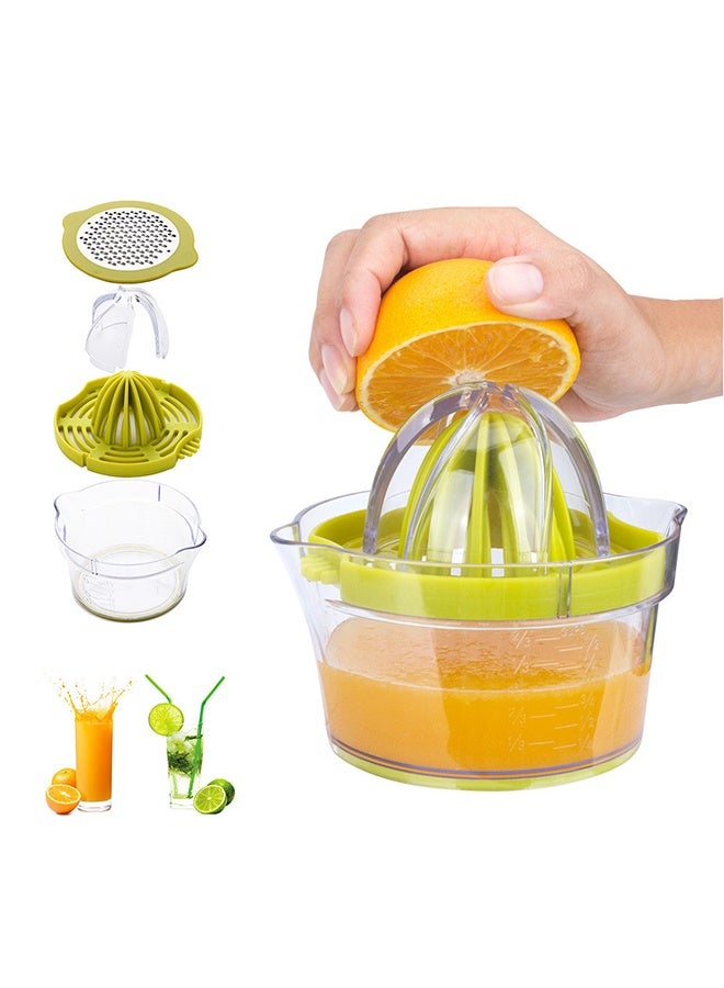 Citrus Lemon Orange Juicer Manual Hand Squeezer with Built-in Measuring Cup and Grater, 12OZ, Yellow  - Image 1