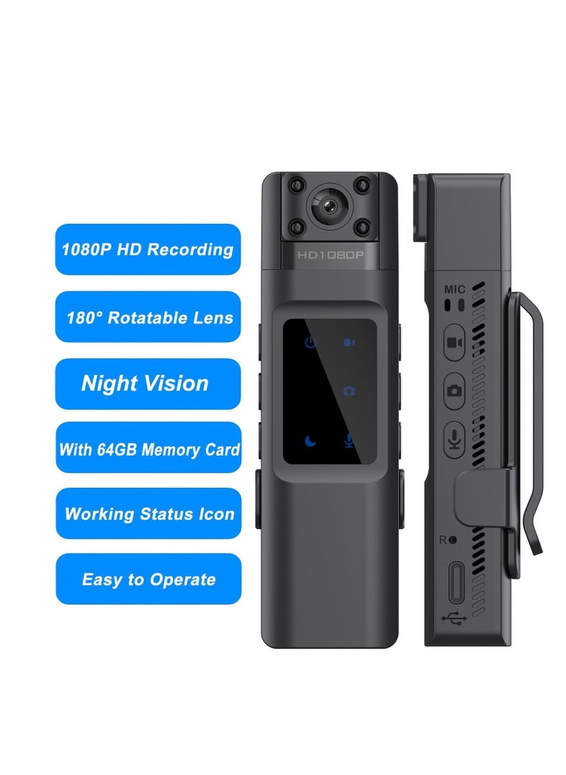 KASTWAVE 1080P HD Body Mounted Camera, Mini Wearable Body Worn Cam with Night Vision,for Law Enforcement Recorder,Indoor/Outdoor Use with Night Vision, 8 HR Battery Life  - Image 2