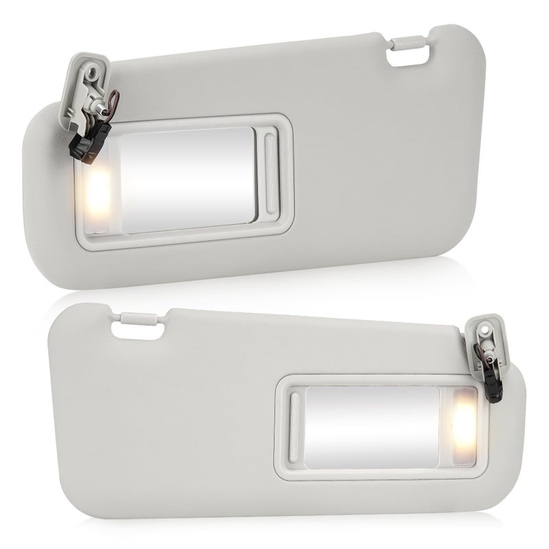 بديل واقي الشمس الجانبي الأيسر للسائق والجانبي الأيمن للراكب باللون الرمادي متوافق مع 2010 2011 2012 2013 مازدا 3 استبدال BBM269320C75 مع ضوء مدمج