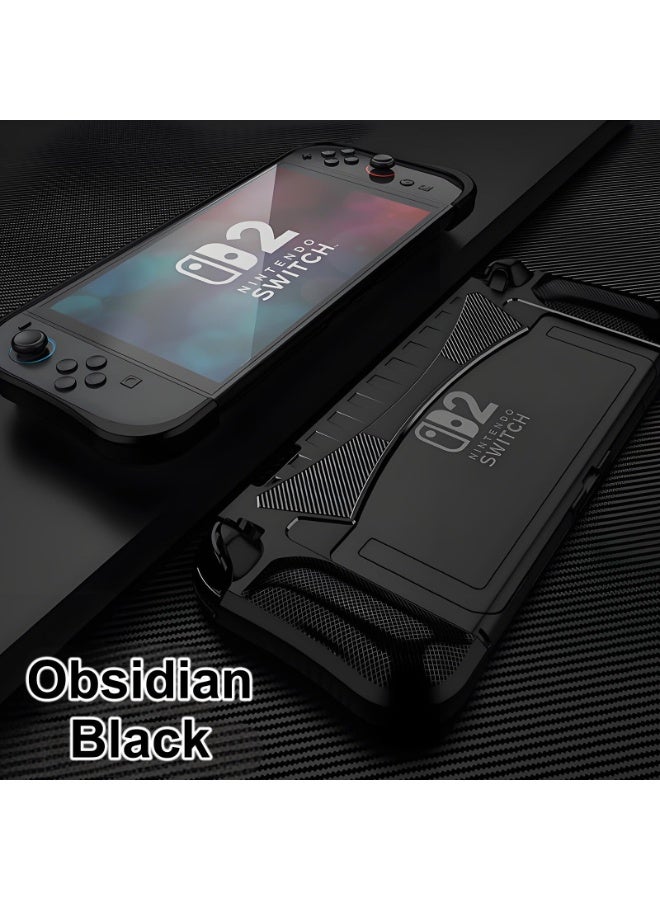 Dockable Case for Nintendo Switch 2 TPU Grip Protective Cover for Switch2 Console and Joy-Con Controller, Compatible with Switch 2 Anti Fall Protective Cover Accessories (Black) - Image 1