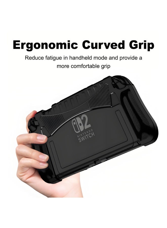 Dockable Case for Nintendo Switch 2 TPU Grip Protective Cover for Switch2 Console and Joy-Con Controller, Compatible with Switch 2 Anti Fall Protective Cover Accessories (Black) - Image 5