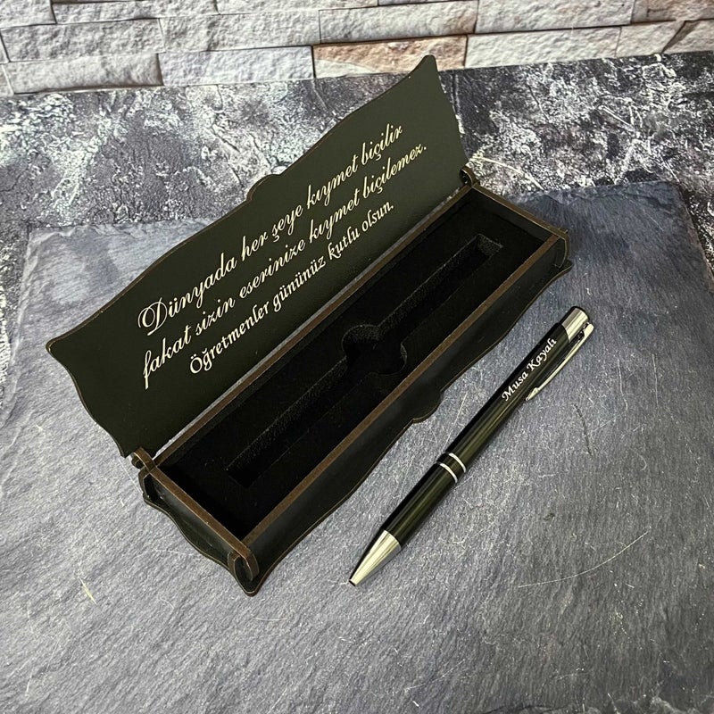 Sanat Hediyelik Art Gift Special for Teachers' Day Metal Ballpoint Pen Named + Wooden Box - Teacher - Gift - Personalized - Lawyer - Father  - Image 3